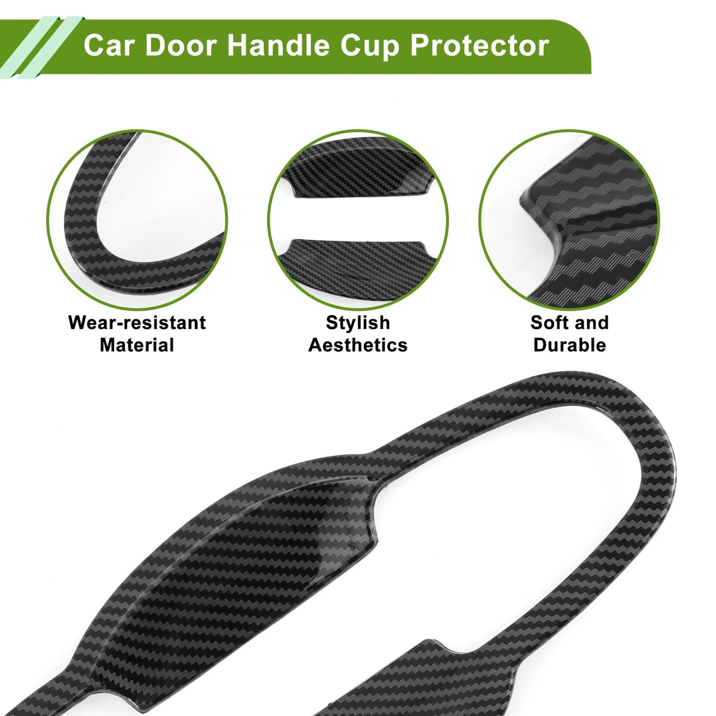Carbon Fiber Black Door Handle Cup Protector for Toyota Highlander (2001-2023)