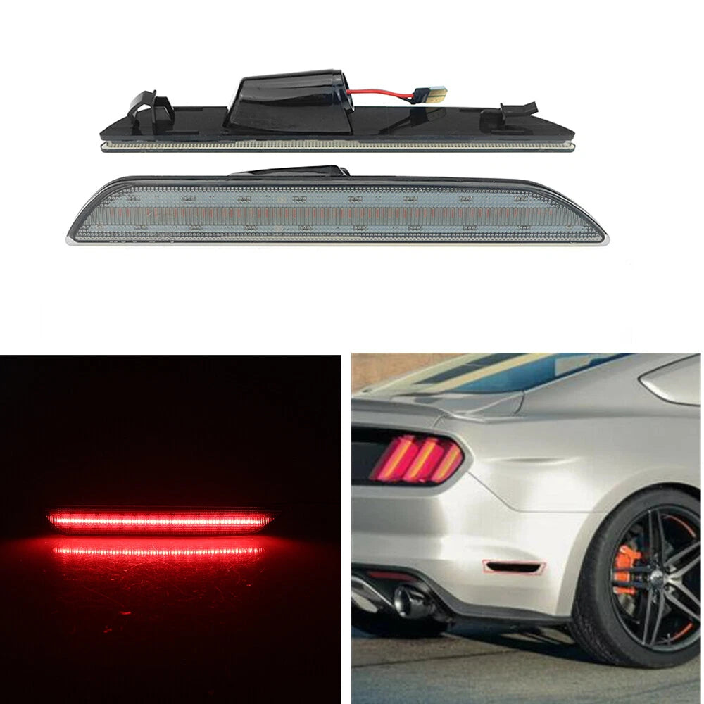 Rear Smoked & Red LED Bumper Side Marker Lights for 2015-2023 Ford Mustang
