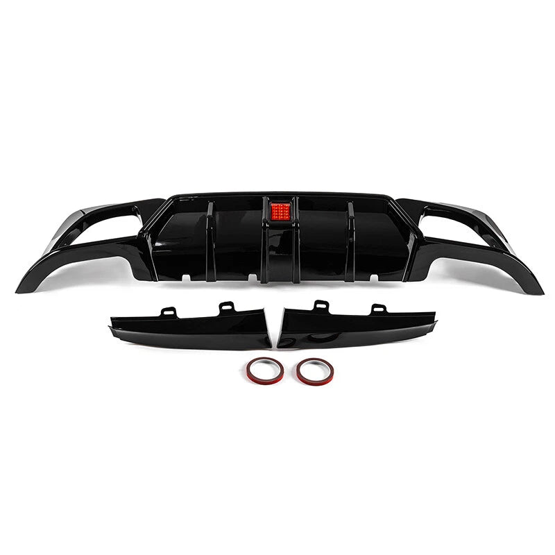 Gloss Black Rear Bumper Lip Diffuser with Lights for BMW 3 Series G20 (2019-2022)