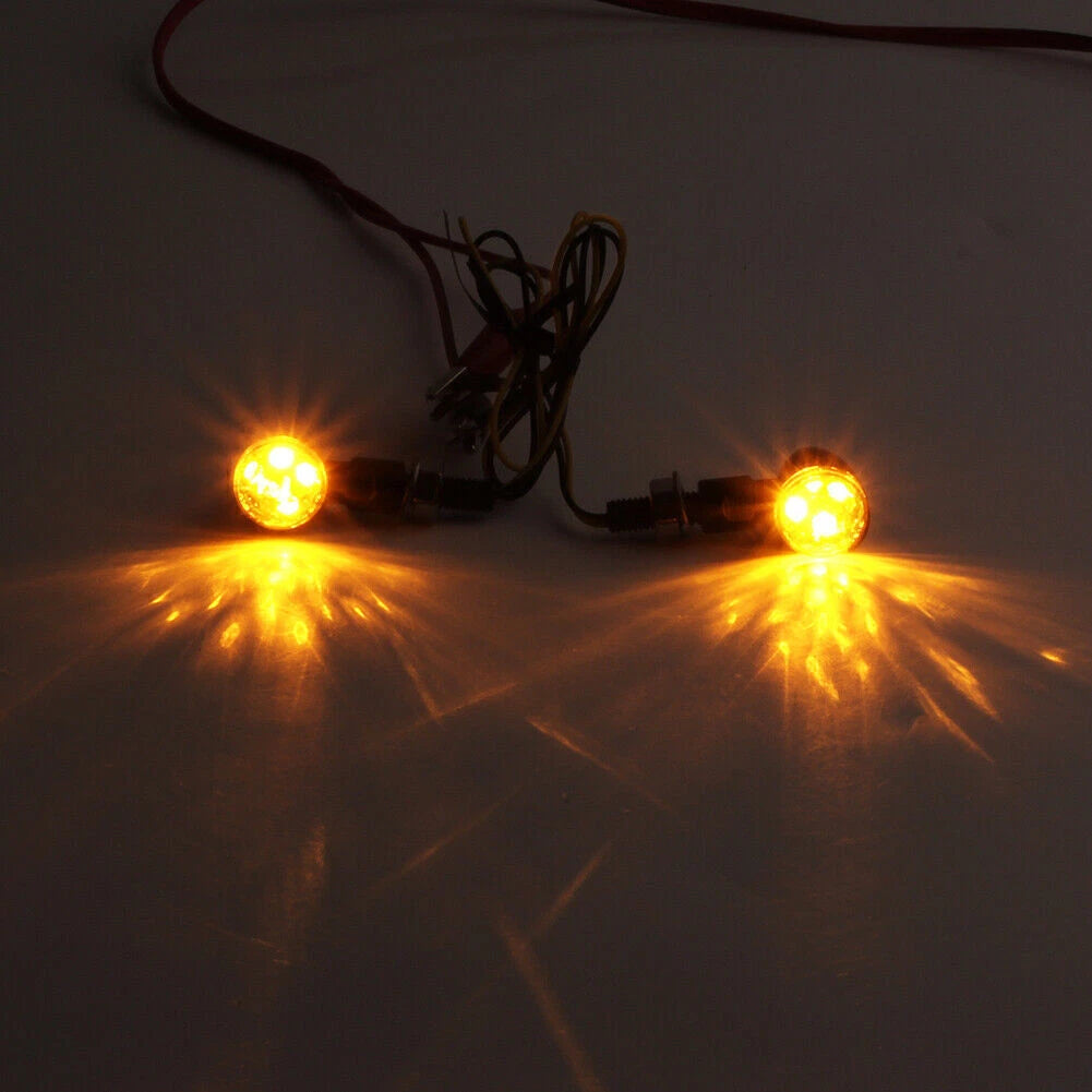 Universal Black Metal LED Mini Amber Turn Signal Lights for Car