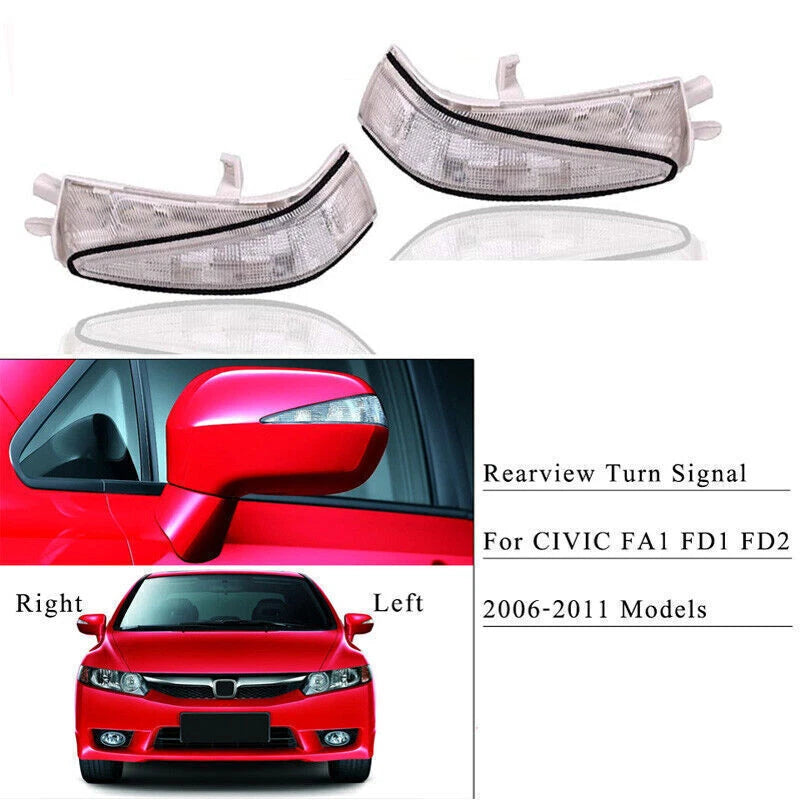 Left & Right Side Mirror LED Turn Signal Lights for Honda Civic Sedan (2006-2011)
