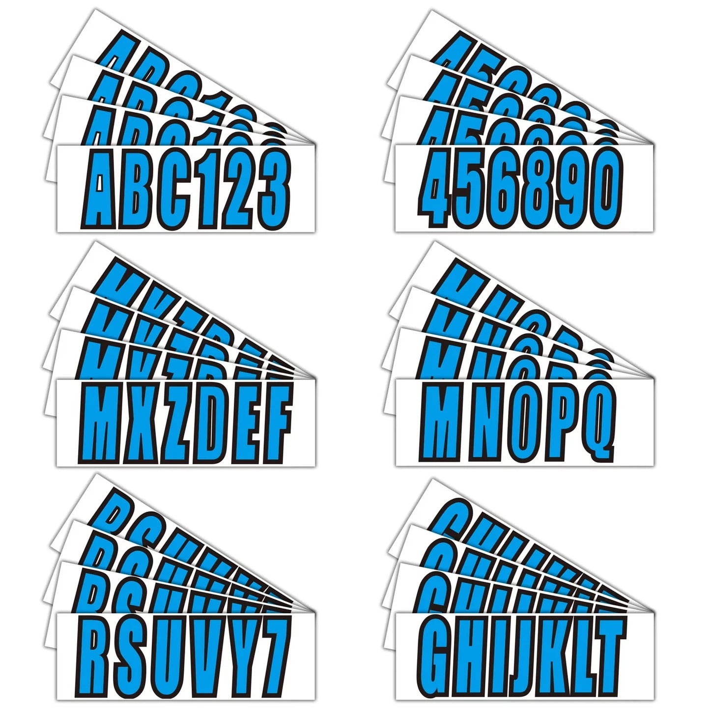 Custom Boat Registration Numbers Blue Decal Sticker Set A-Z & 0-9