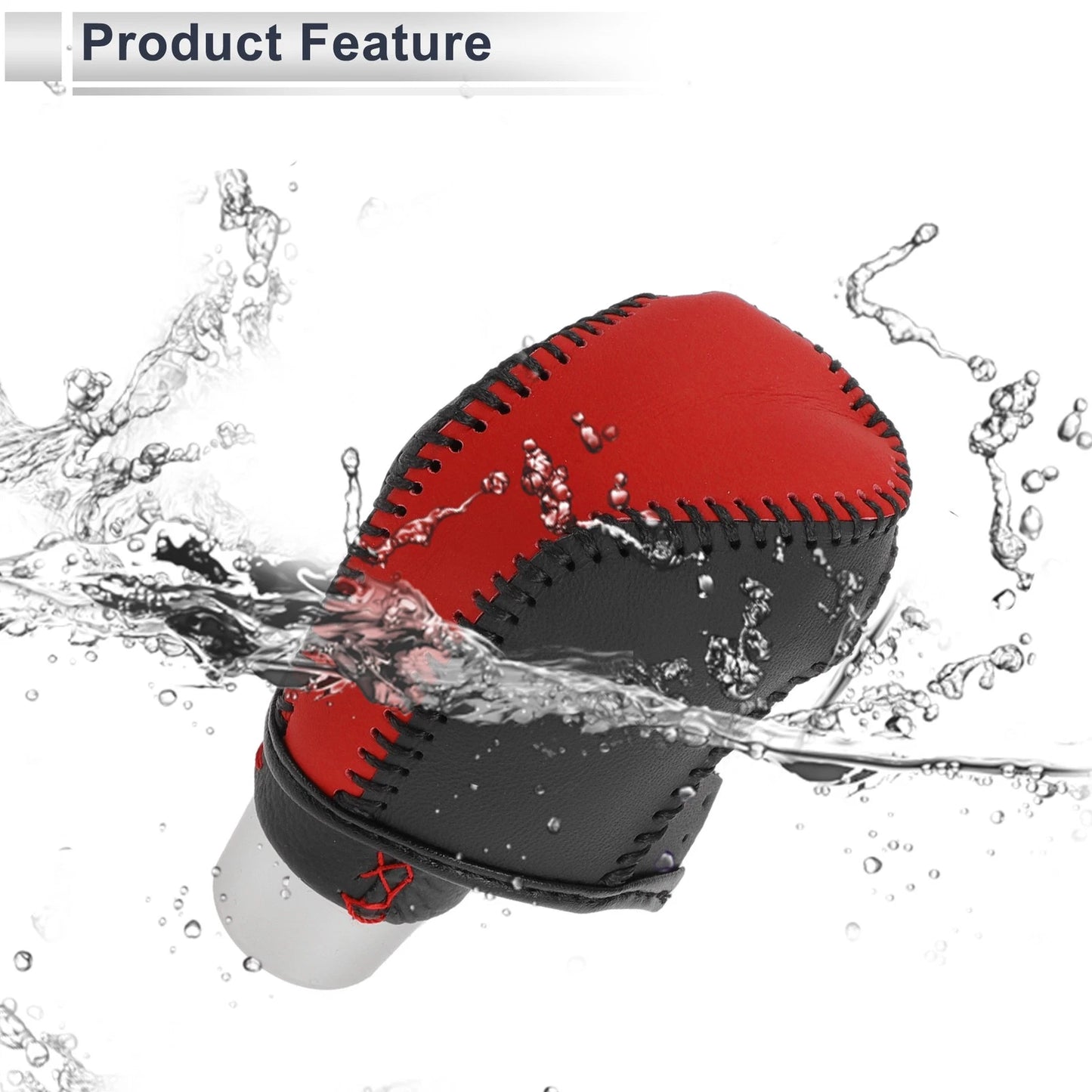 Car Gear Shift Knob Cover for Toyota Camry (2019-2022) Red Black Faux Leather