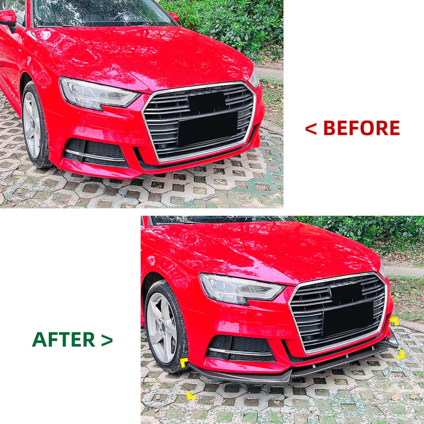 Bumper Spoiler Lip for Audi A3 S3 8V Sline (2017-2020) Carbon Look