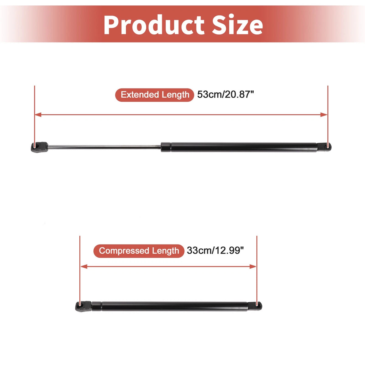 2 x Front Hood Lift Supports for Ford Taurus (2010-2019) Gas Struts Black