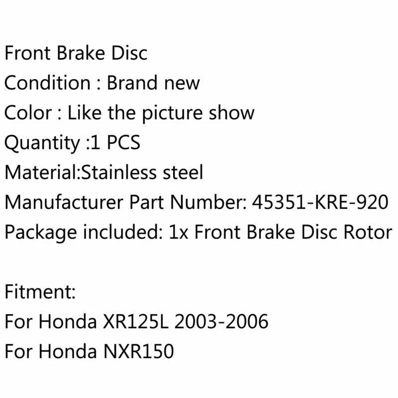 Front Brake Disc Rotor for Honda XR125L (2003-2006)
