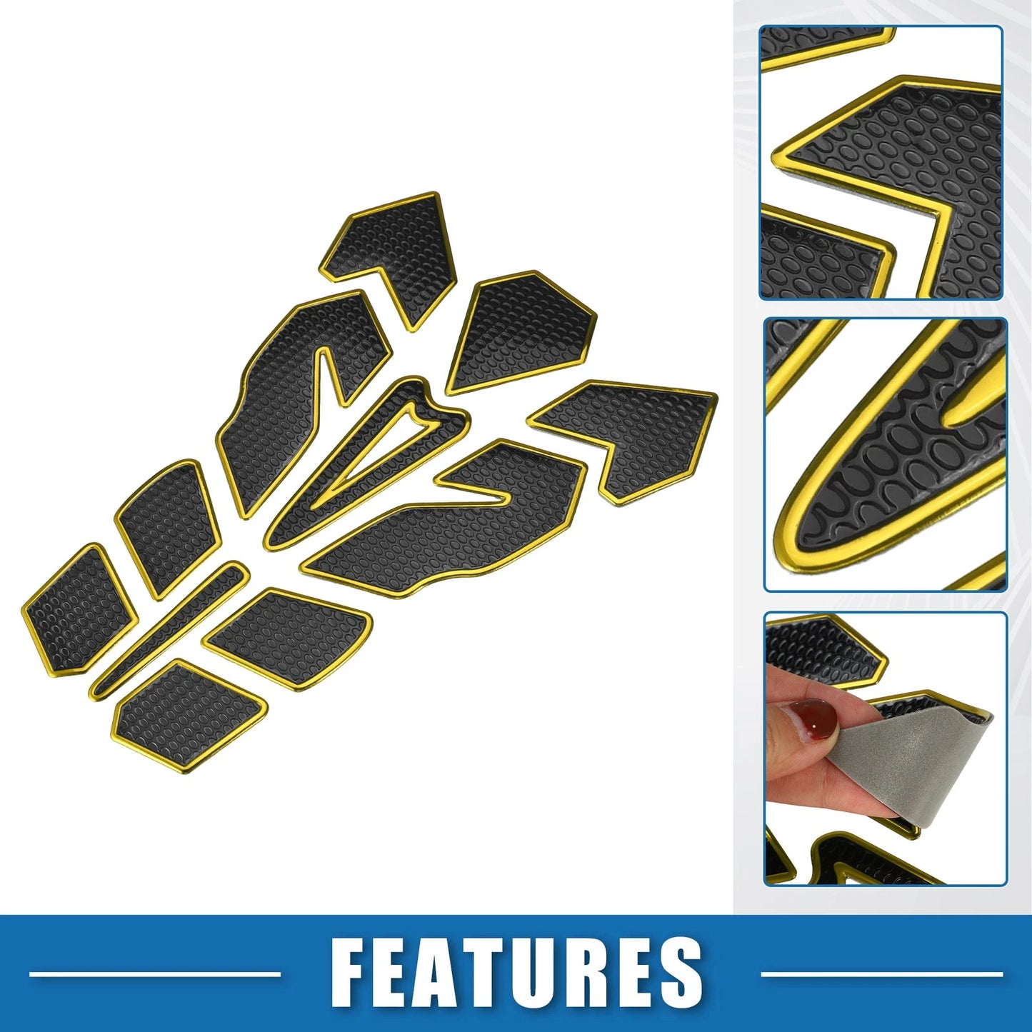 Gas Tank Decal 7.87''x5.59'' Tank Sticker Black Yellow for Universal Motorcycle
