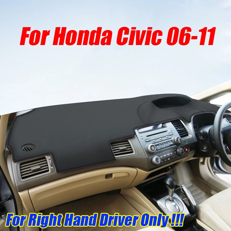 RHD Leather Dashboard Cover Dash Protector Pad Mat for Honda Civic (2006–2011)