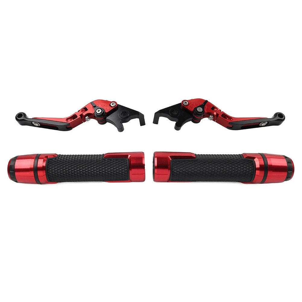 Red Brake Clutch Levers & Handlebar Grips Set for Kawasaki Ninja 250 400 Z400