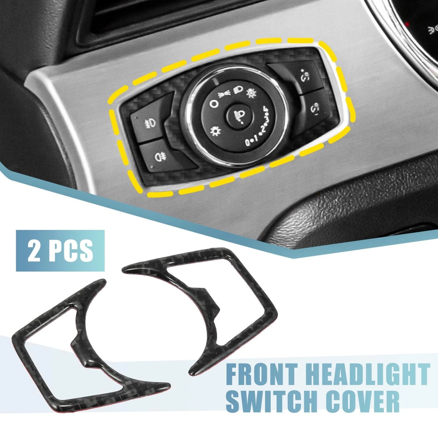 Car Front Headlight Lamp Switch Trim Covers for Ford Mustang (2015-2020)
