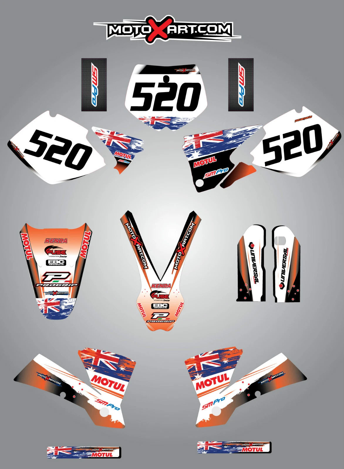 Custom Graphics Kit for KTM 250 SX (2001-2002) - AUSSIE PRIDE Stickers