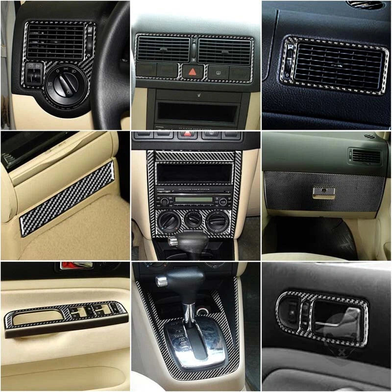24Pcs For Golf MK4 Jetta1999-04 Carbon Fiber Center Console Dashboard Cover Trim