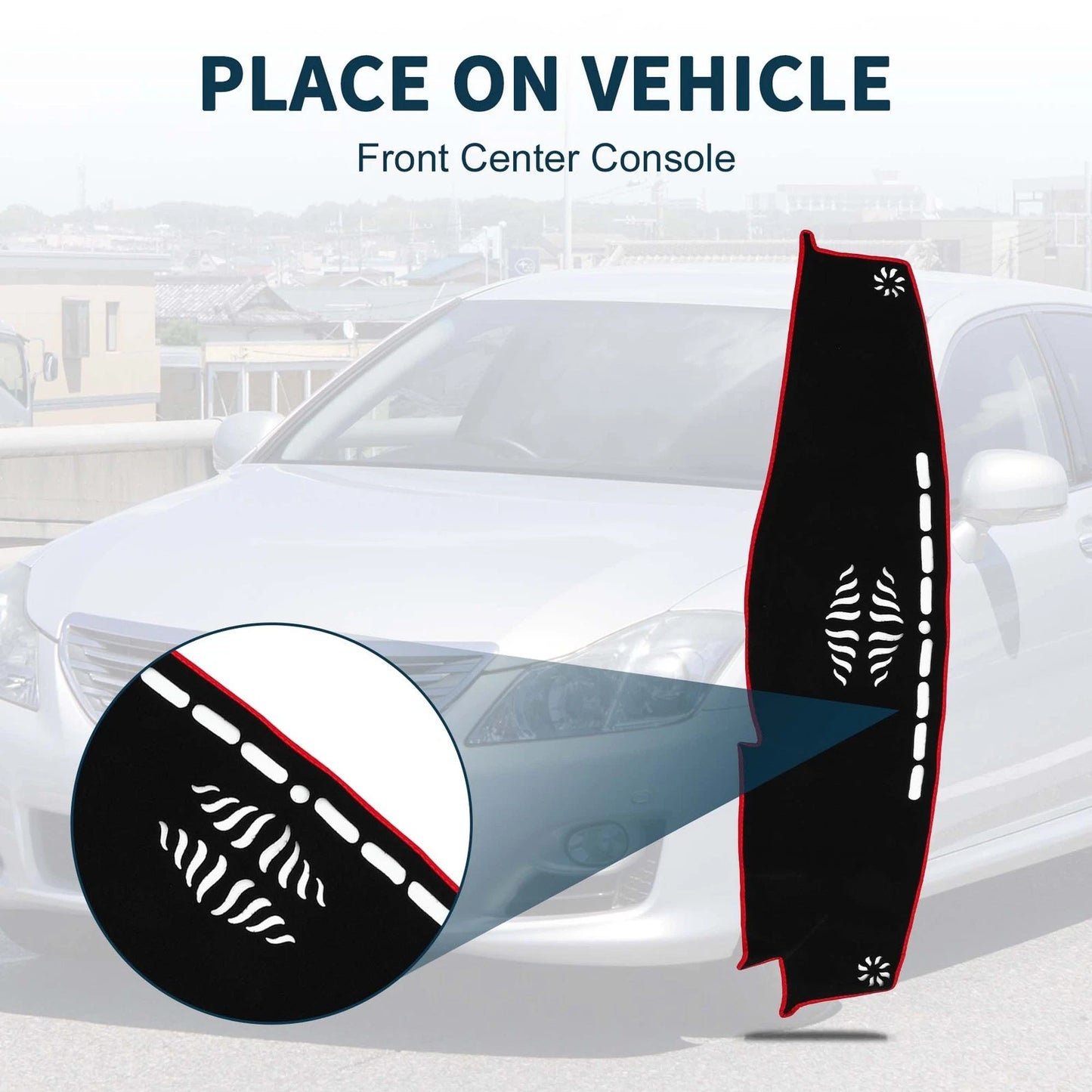 Dash Cover Mat 1 x with Sticker Black Red for TOYOTA CROWN (2012–2018)