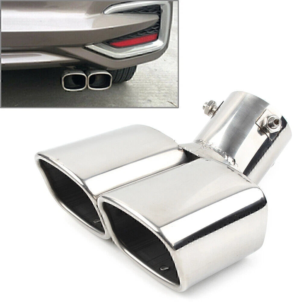 Dual Steel Rear Exhaust Pipe Tail Muffler Tip for Universal Car Accessories