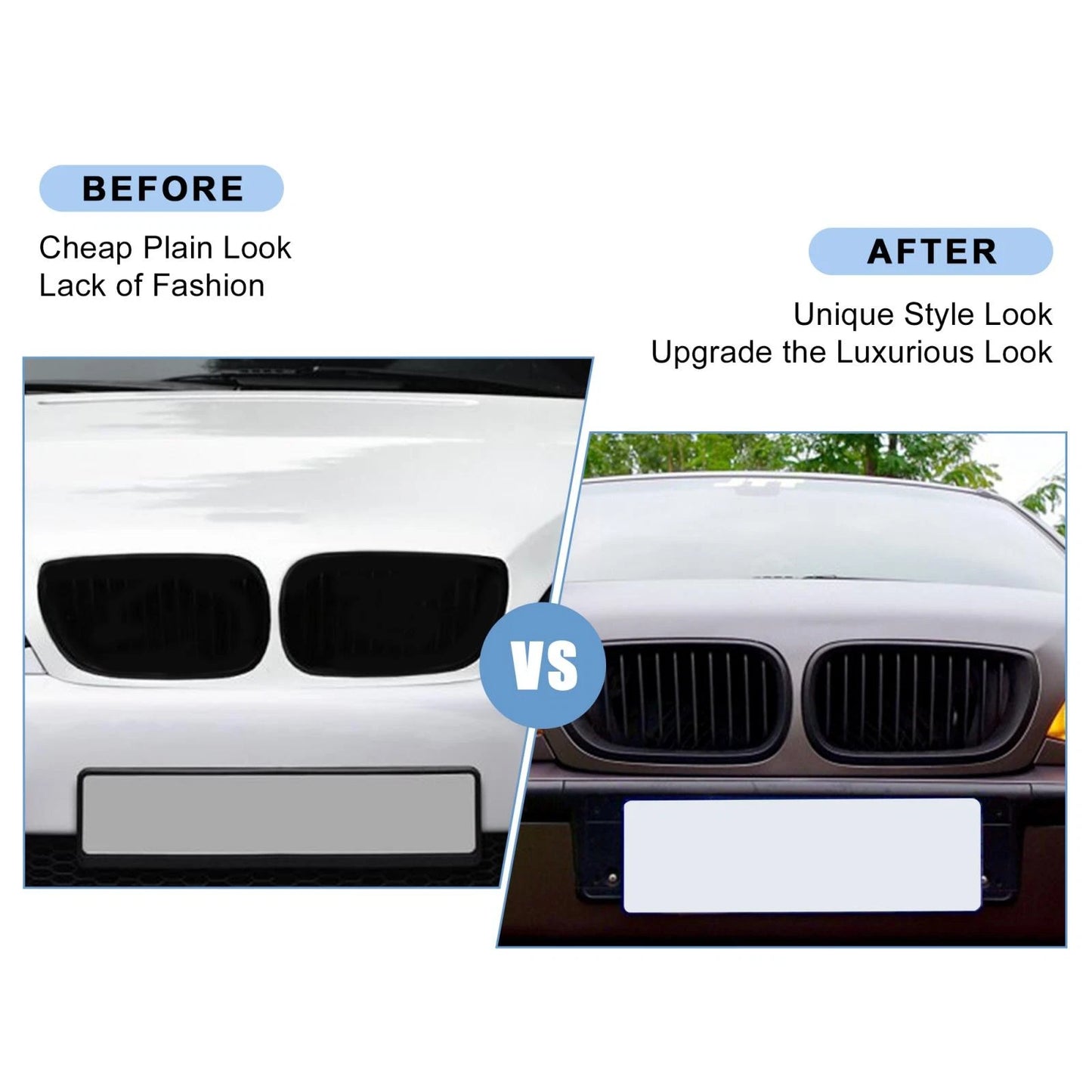 Matte Black Front Upper Hood Bumper Grille for BMW 335i (2007-2013)