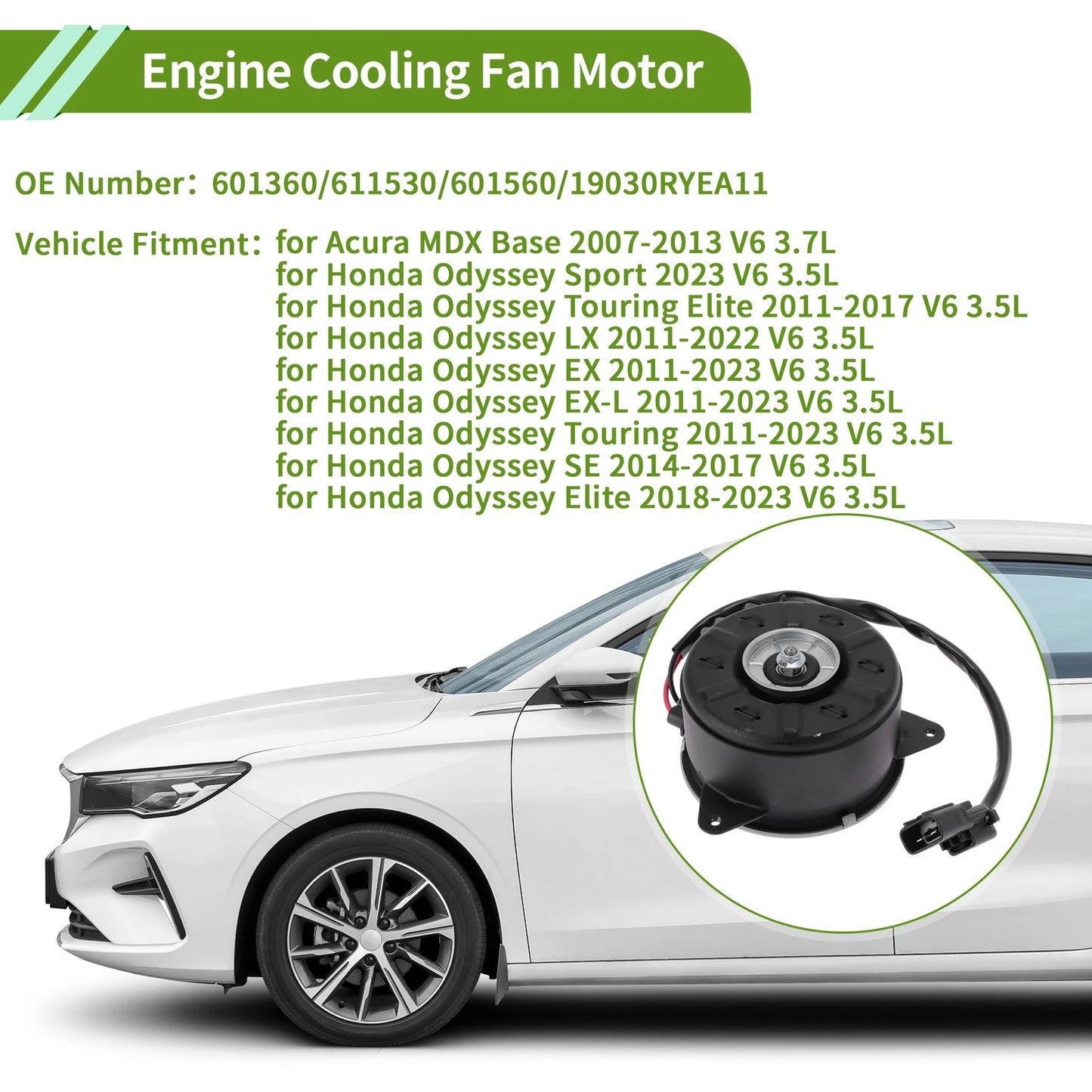 1 Pc Radiator Fan Motor for Acura MDX Base V6 3.7L (2007-2013)