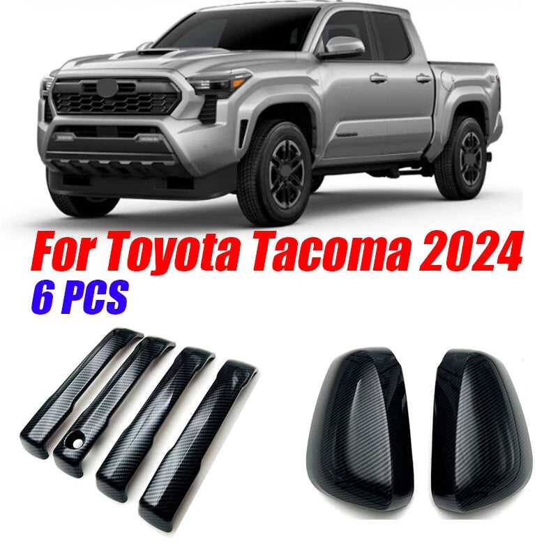 6PCS Carbon Fiber Side Mirror Cover Caps Trim for Toyota Tacoma (2024–2024)