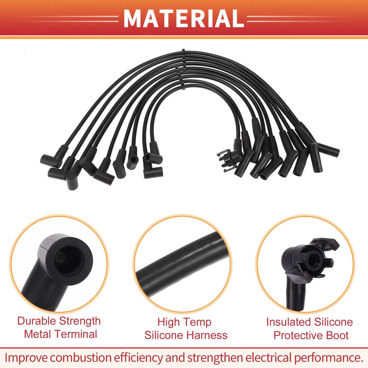 9 Pcs Spark Plug Wire Ignition Coil Cables for Ford F-150 V8 5.0L (1997-2003)