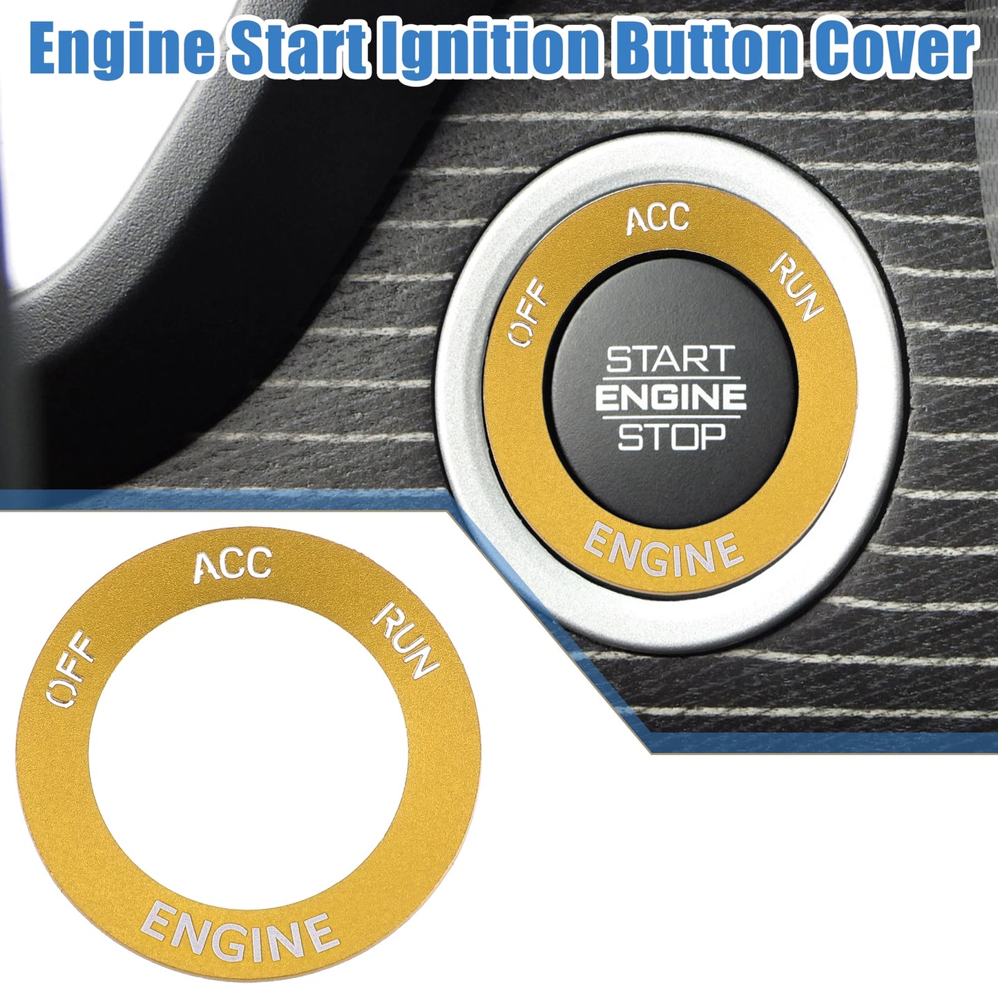 Engine Start Button Sticker for Dodge Charger Challenger Aluminum Gold Tone