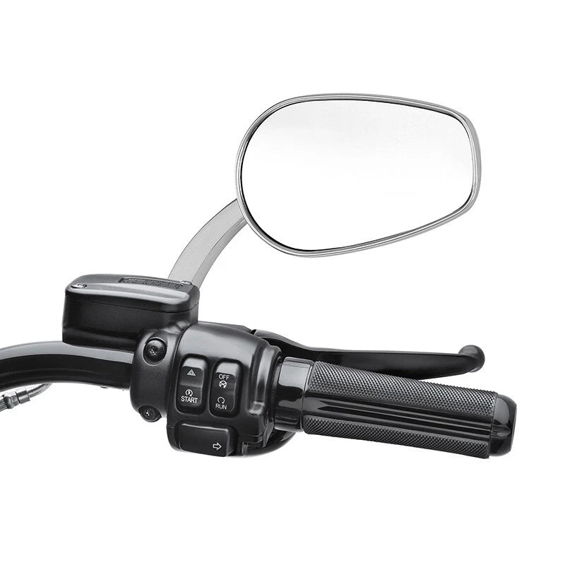 Large Satin Chrome Rear-View Mirrors for Harley Street Glide, Softail, Fatboy (2006-2023)