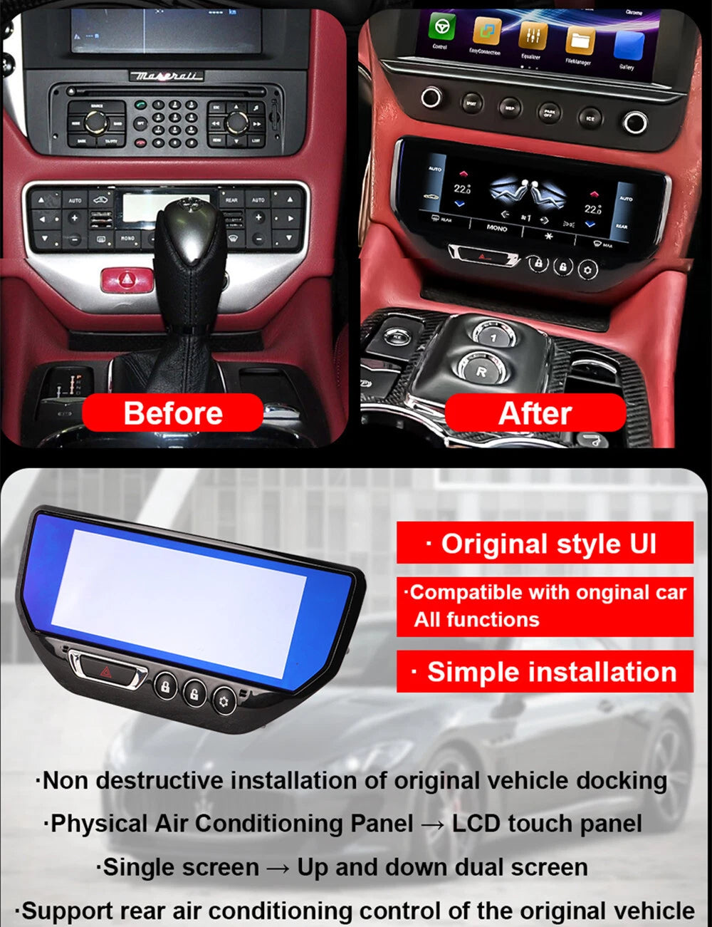 7" Climate Screen AC Control Panel for 2007-2015 Maserati GT