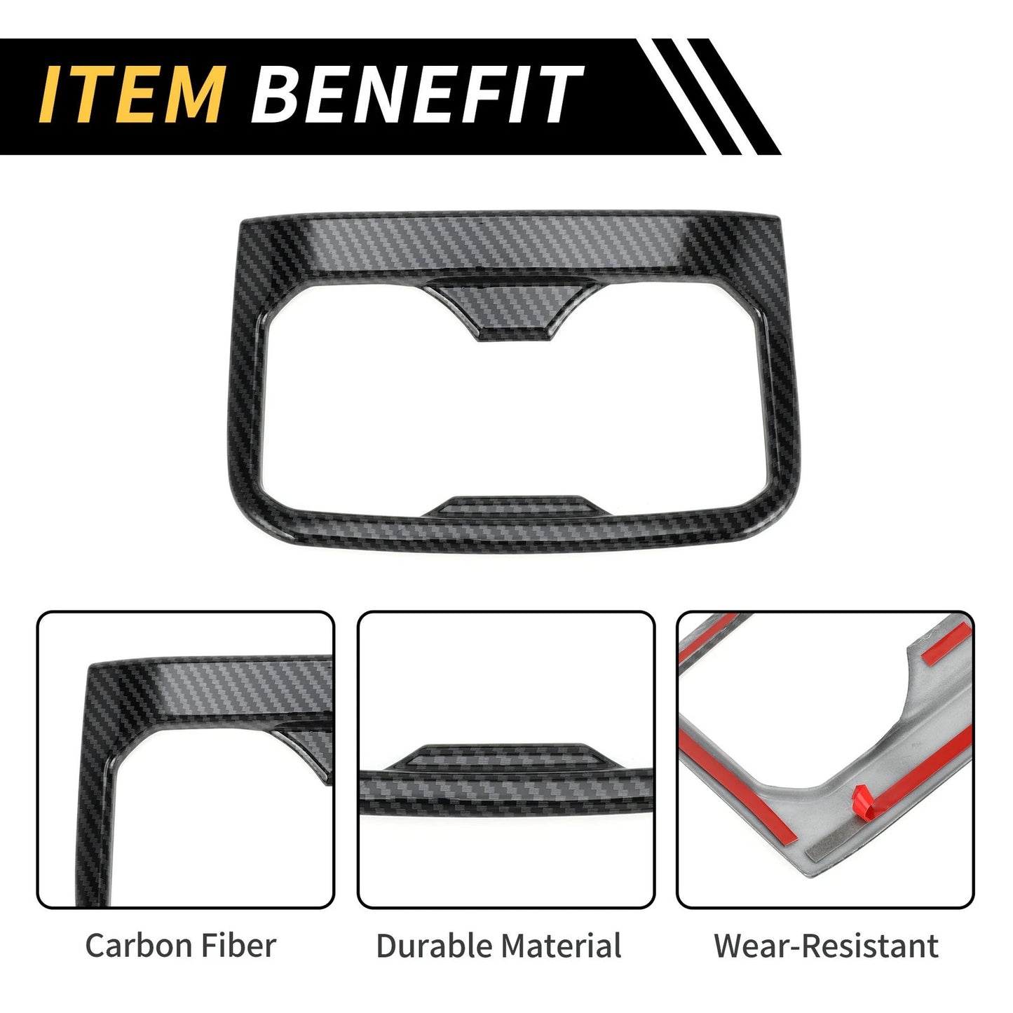 Carbon Fiber Armrest Rear Cup Holder Cover for Toyota Tacoma (2016-2023)