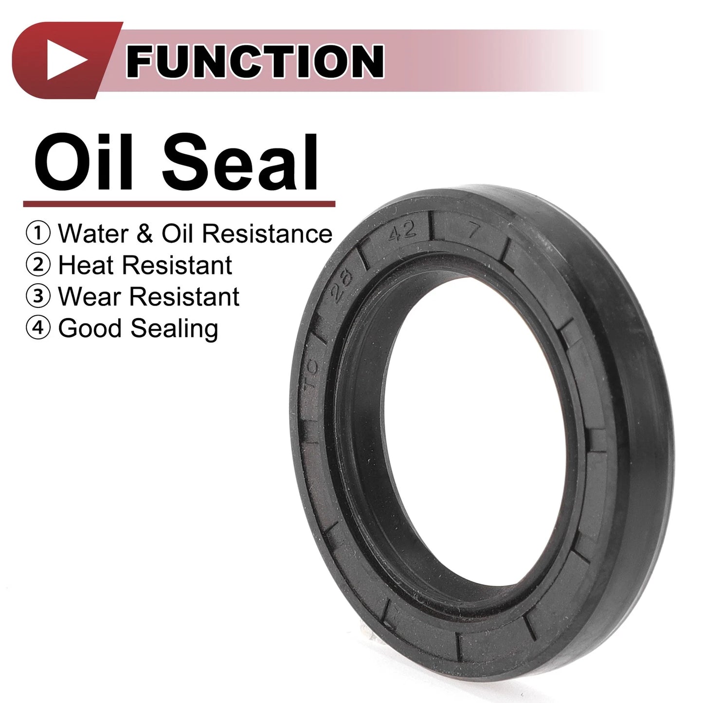 Rotary Shaft Seal Oil Seal Nitrile 70 Durometer Rubber 28x42x7mm Black 5 Pcs