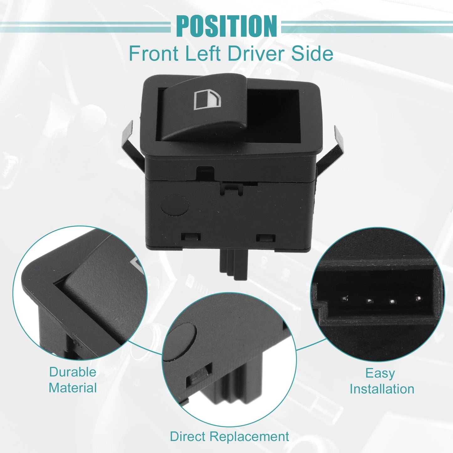 Front Left Driver Power Window Switch for BMW 323i (1999-2000)