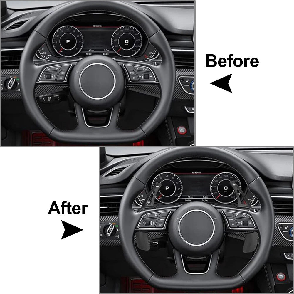 Black Steering Wheel Paddle Shifter Extensions for Audi A3 A4 A5 Q3 Q5 Q7 Q8
