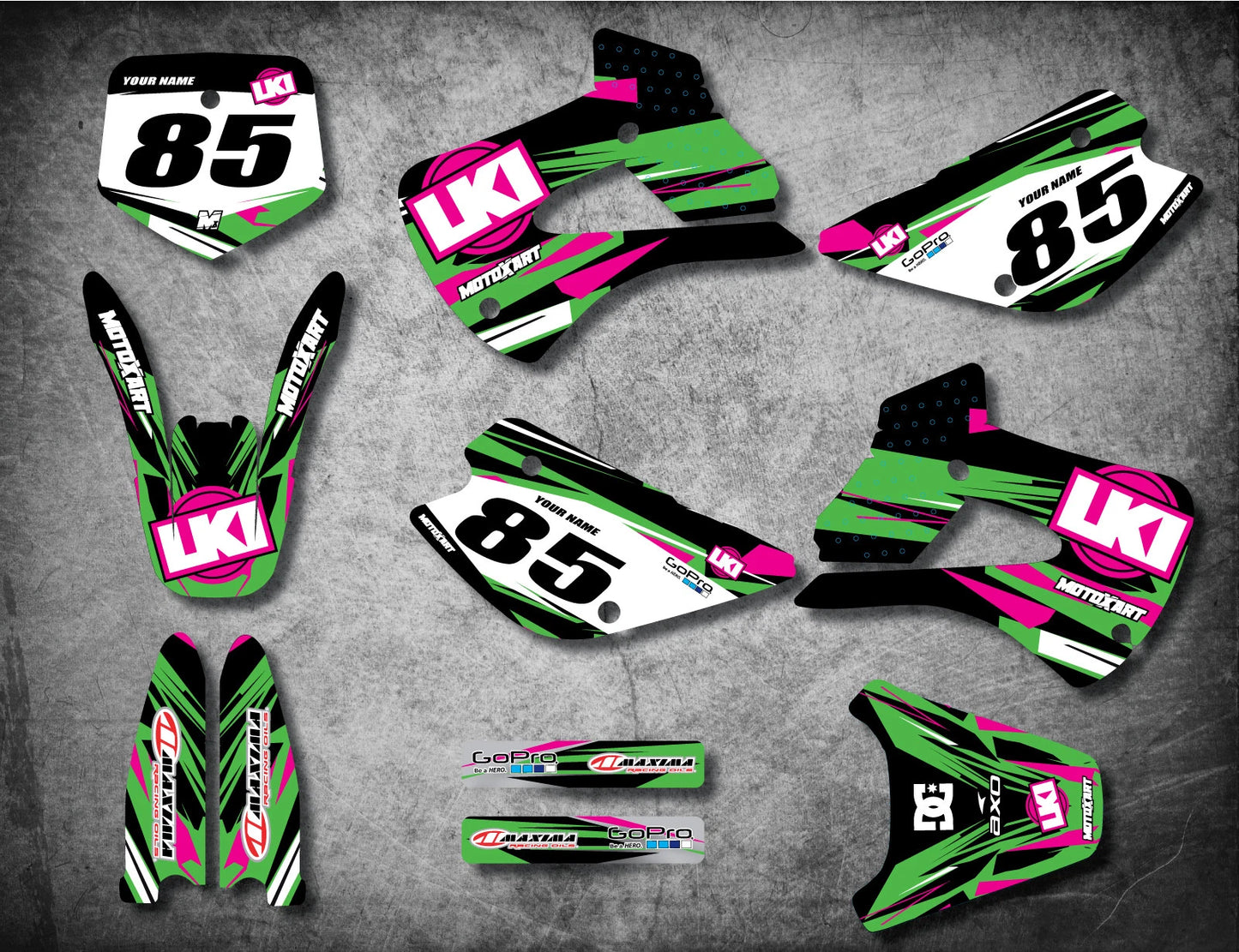Custom Graphic Kit for Kawasaki KX 85 DUKE STYLE Decals Stickers (1998-2013)