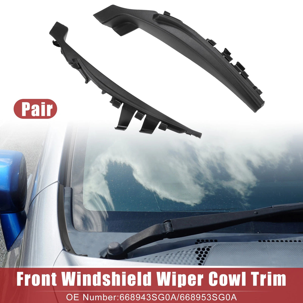 Front Windshield Wiper Cowl Cover Extension Trim for Nissan Sentra (13-19)