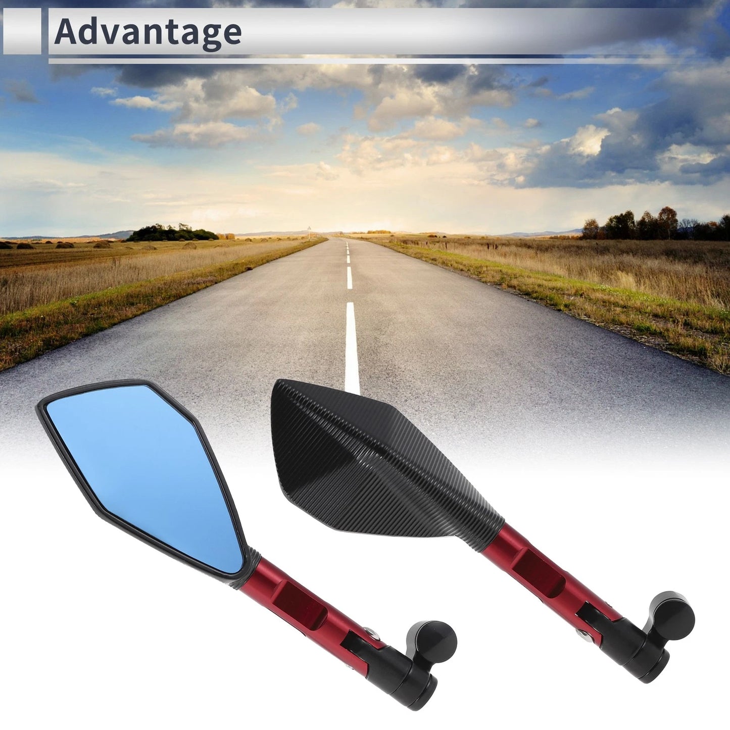 M8/M10 Rear View Mirrors Black Red Aluminum Alloy for M8/M10