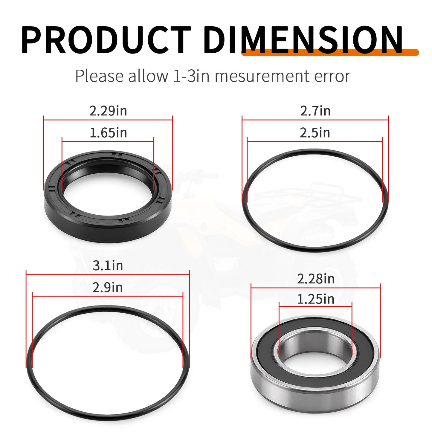 Rear Left Axle Wheel Bearing + Seals for Honda Rancher 350 TRX350 (2000–2006)