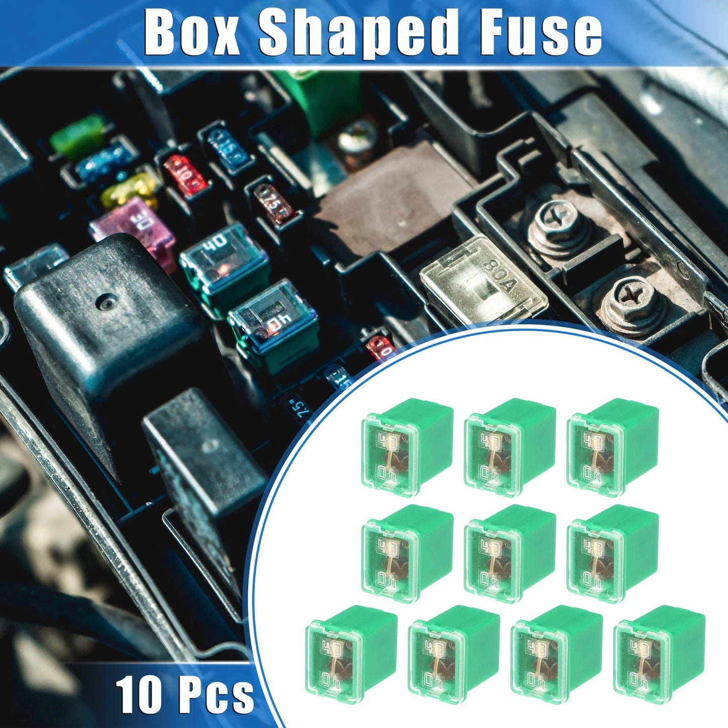 10 Pcs Mini Box Shaped Fuse 40 Amps for Pickup Trucks & Cars (Various Years)