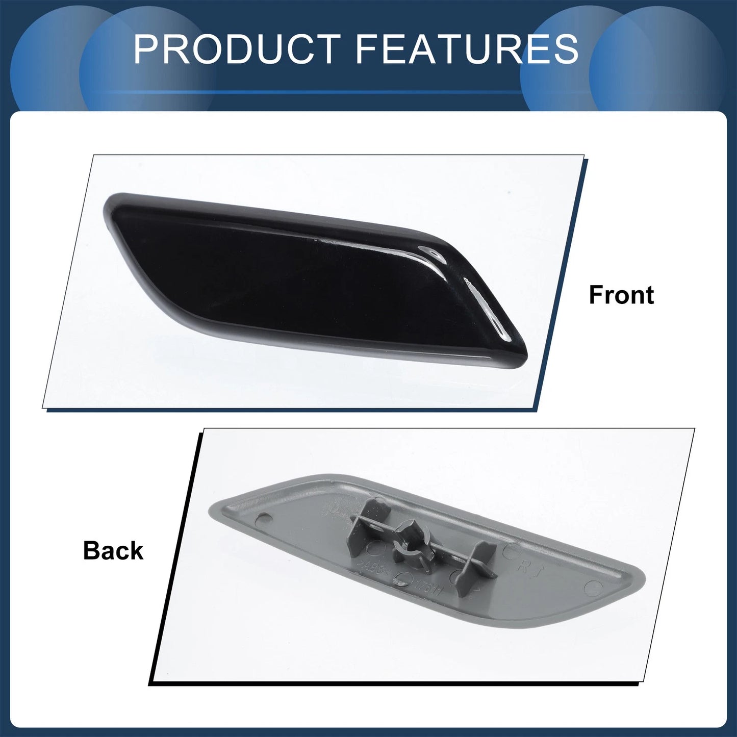 Front Right Washer Nozzle Cover for Honda Accord VIII 2011-2013 Black 1 Pc
