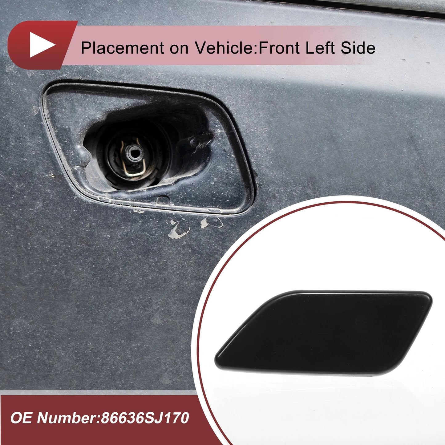 Front Left Washer Nozzle Cover for Subaru Forester (2022-2024) Black