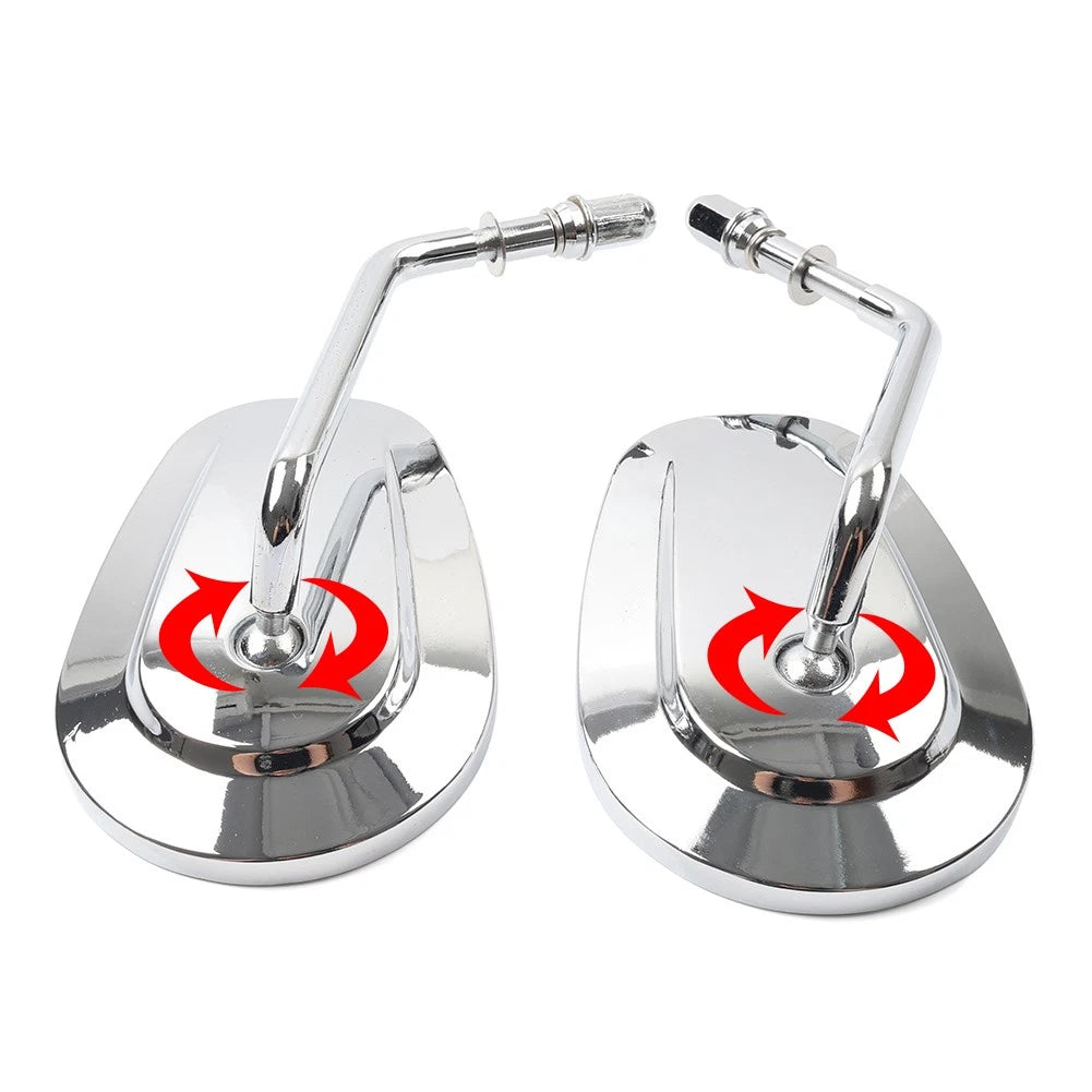 Teardrop Short Stem Chrome Side Mirrors for Harley Electra Glide