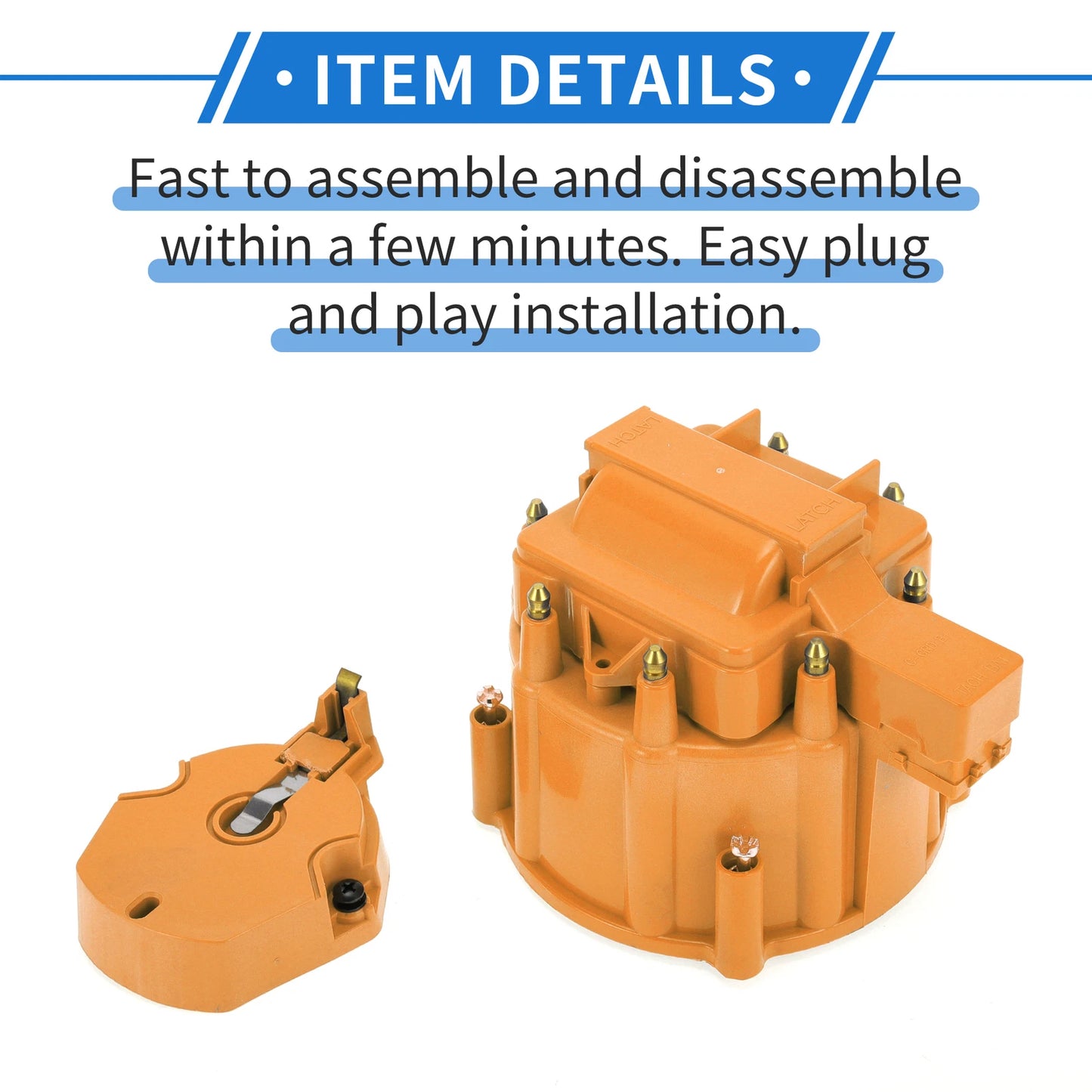 Distributor Cap Kit for Chevy GM SBC BBC 305 327 350 396 454 Orange Rotor