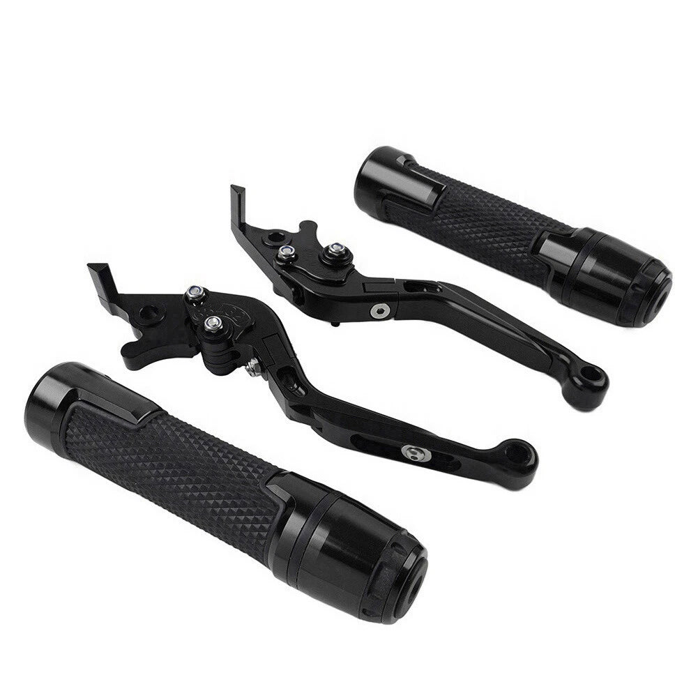 Black Extendable Brake Clutch Levers Grips Set for Suzuki GSXS125 (2017-2023)