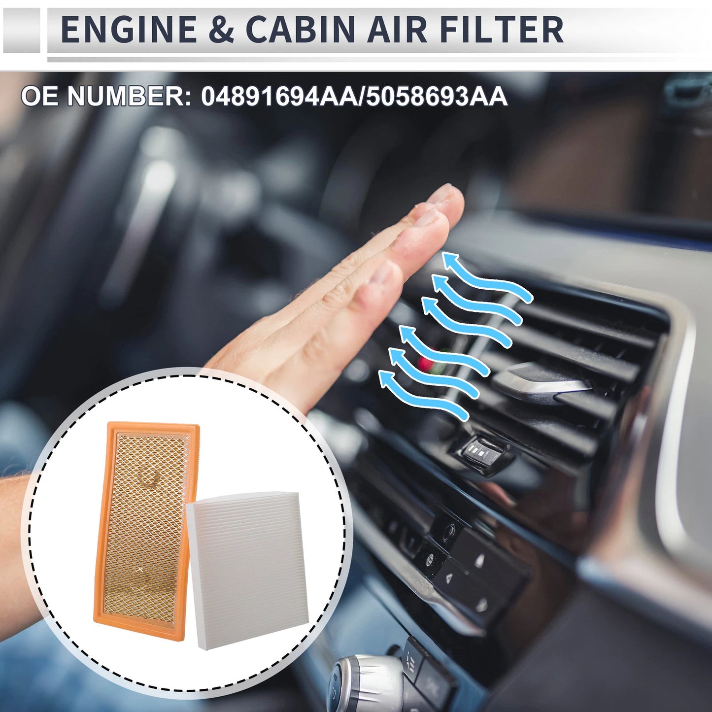 Engine Cabin Air Filter Combo for Dodge Caliber (2007-2009)
