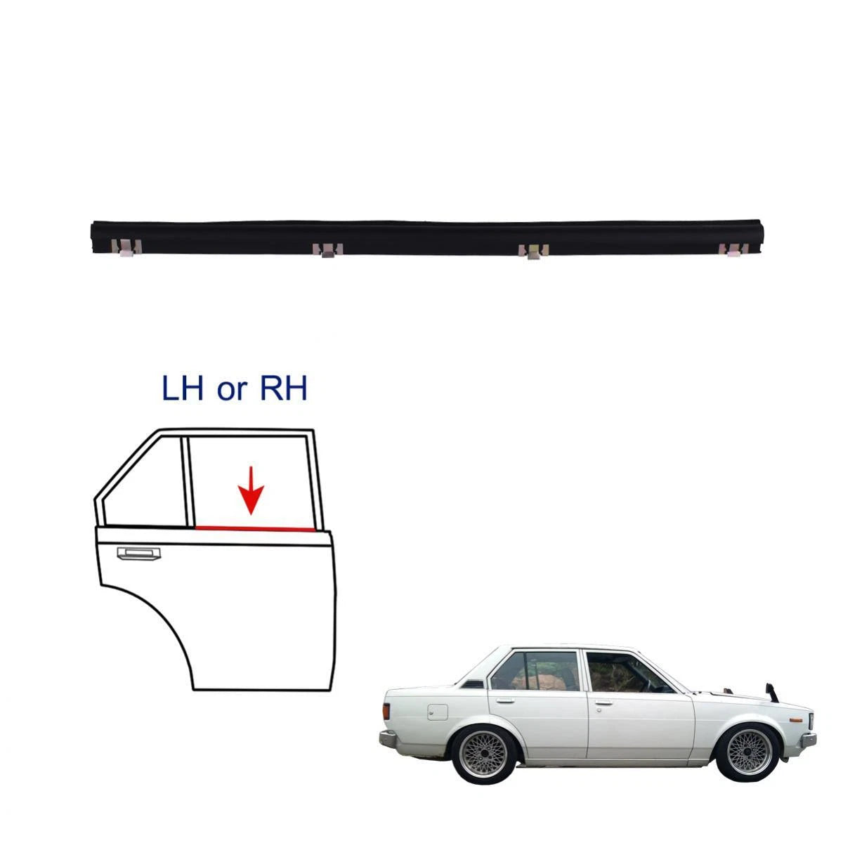 Weatherstrip Door Belt Out-In Set 8 Fits Toyota Corolla KE70 4D Sedan 1979-82