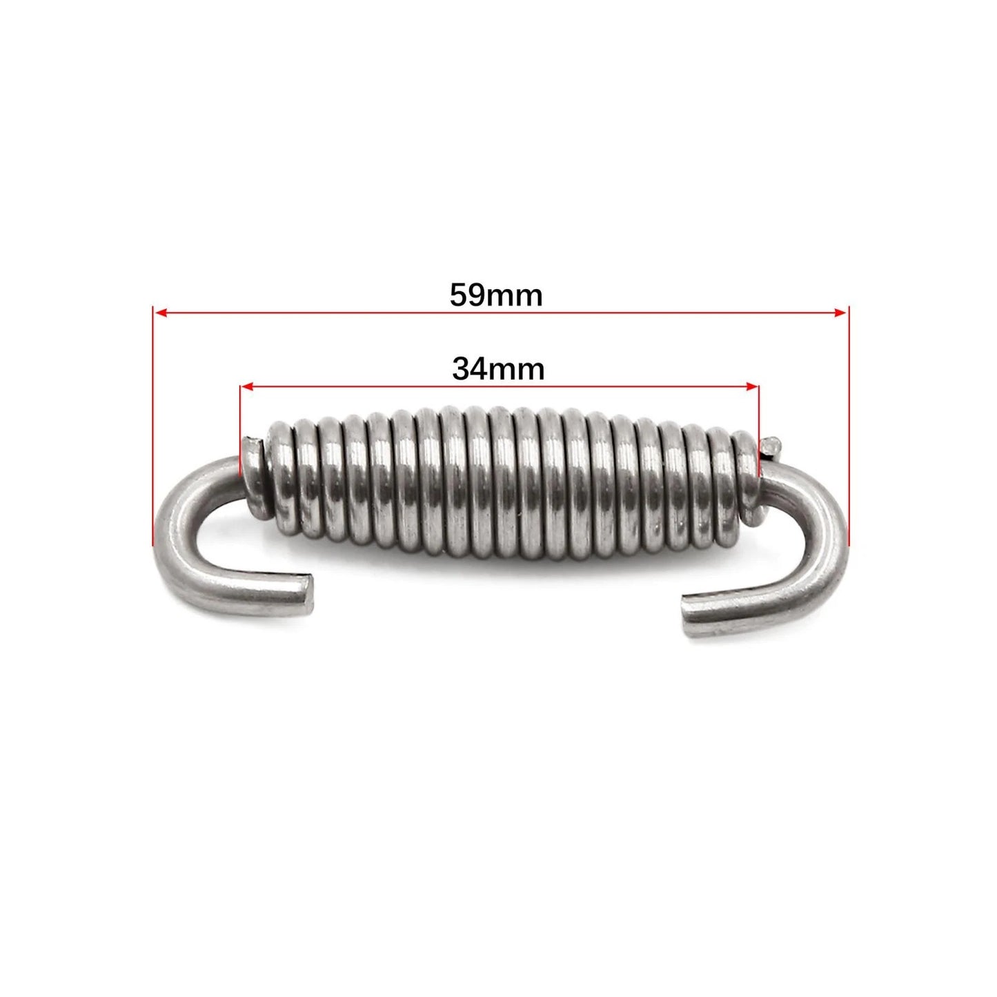 2 x Exhaust Pipe Spring with Pull Hook Stainless Steel Silver Tone for Motorcycle
