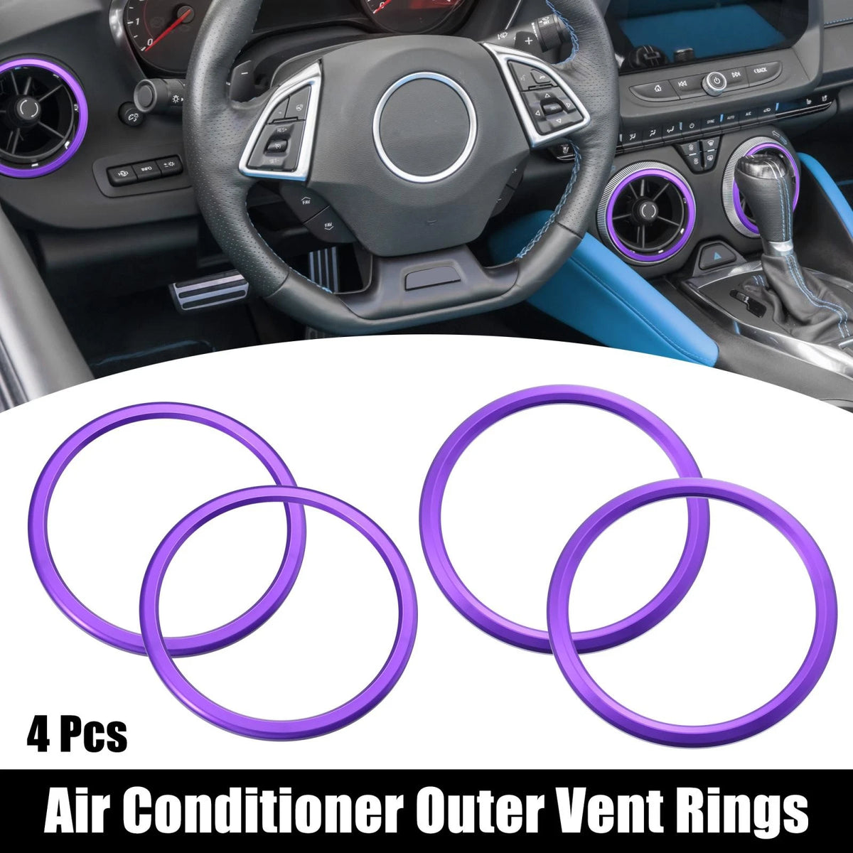 4 Pcs AC Outer Vent Rings Trim Covers for Chevrolet Camaro (2016-2020) Purple