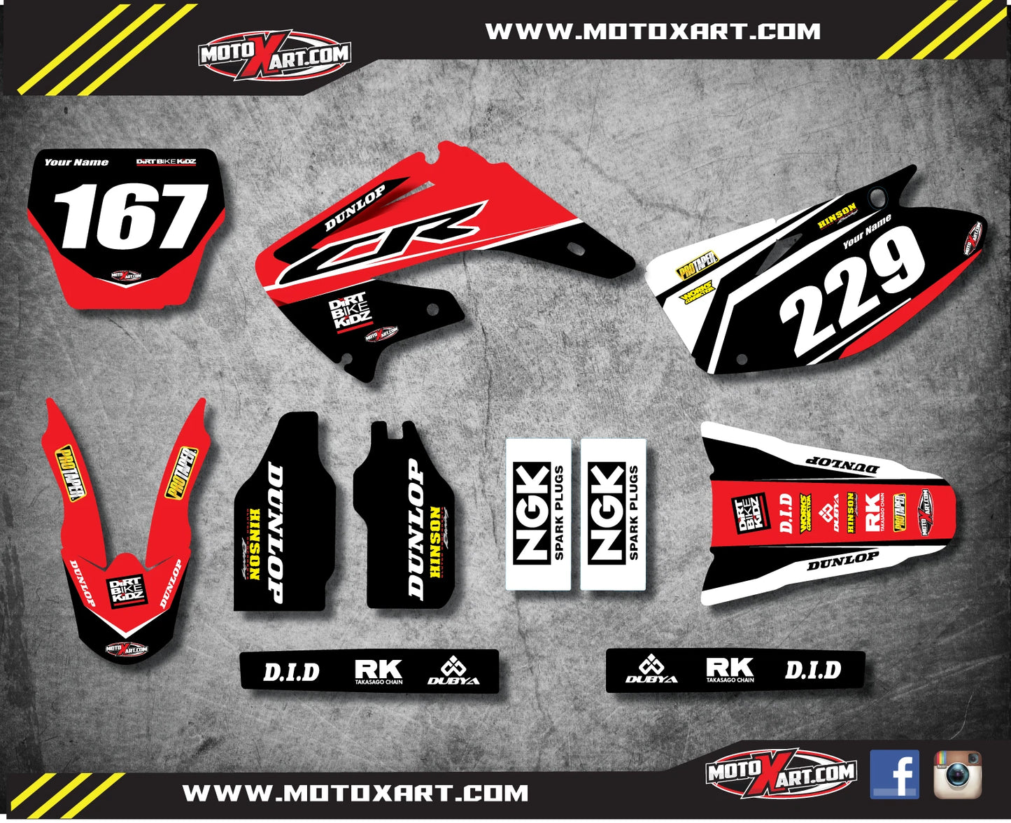 Full Custom Graphic Kit for Honda CR125 CR250 2002-2012 Decals