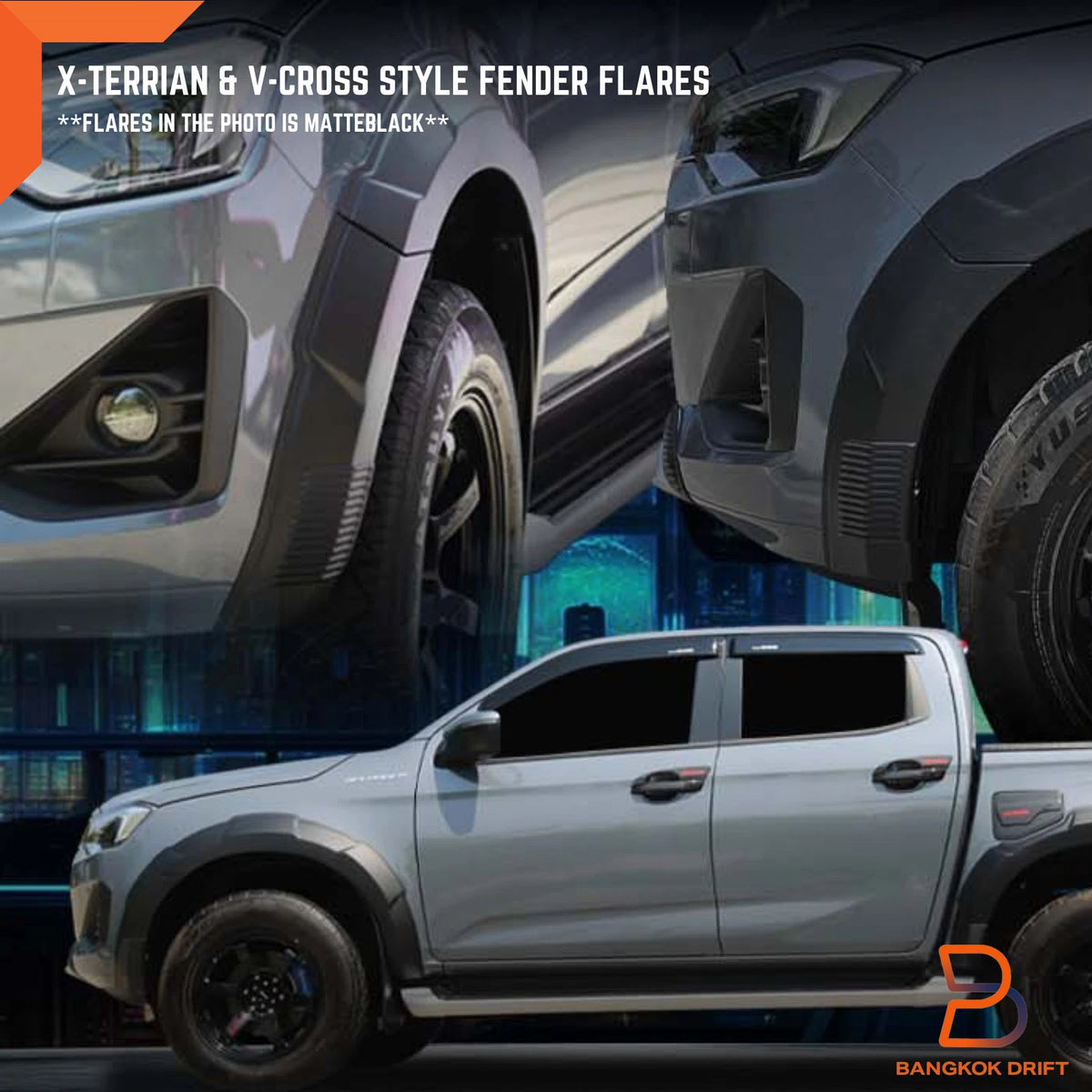 Unpainted X-Terrian Style Fender Flares for Isuzu D-Max Crew Cab Ute (2024-2025)