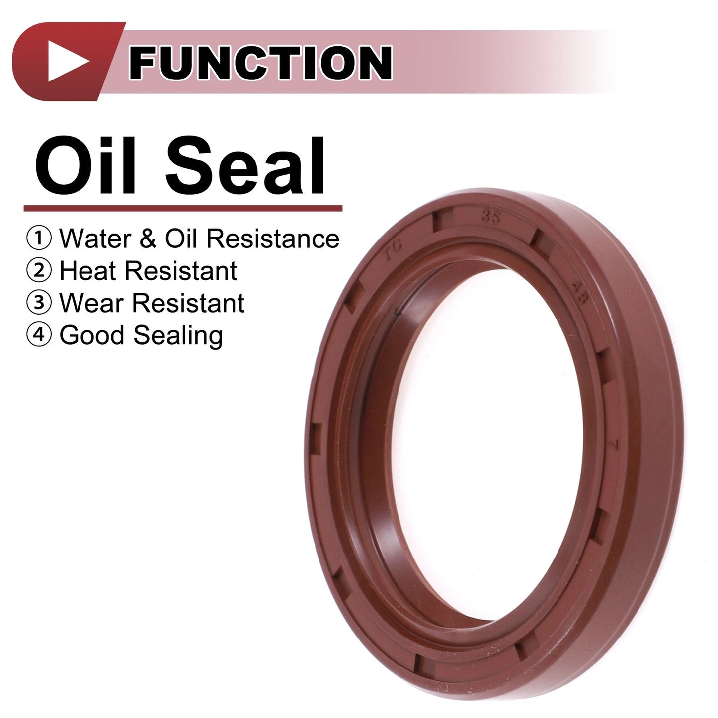 Oil Seal 35x48x7mm FKM Rubber Brown 2 x Pcs for Vehicle