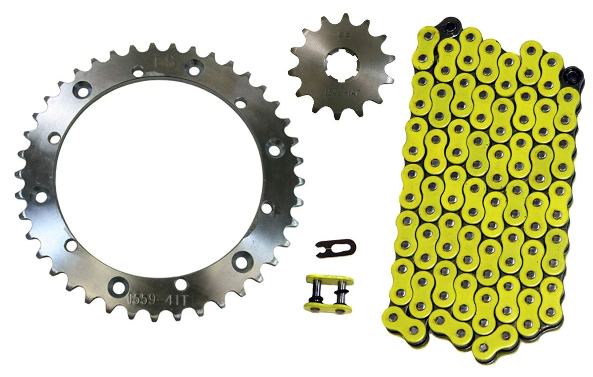 2 x Yellow 520x104 Chain & 14/41 Sprockets for Yamaha Banshee (1989–2006)