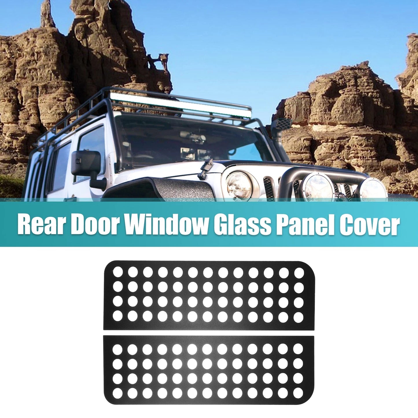 Rear Door Window Glass Decals Covers for Jeep Wrangler JK (2007-2017)