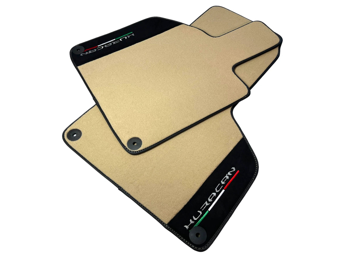 Beige Floor Mats for Lamborghini Huracan with Alcantara Leather (2014-2023)