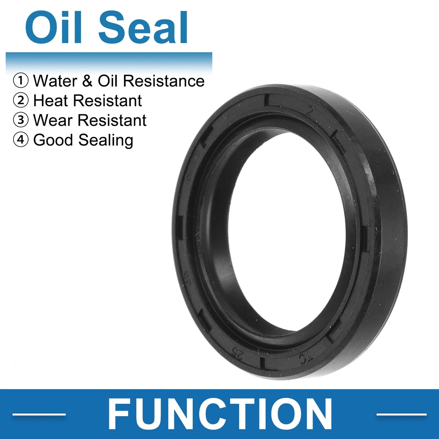 Oil Seal Rotary Shaft Seal Nitrile Rubber 25x35x6mm Black 5 Pcs